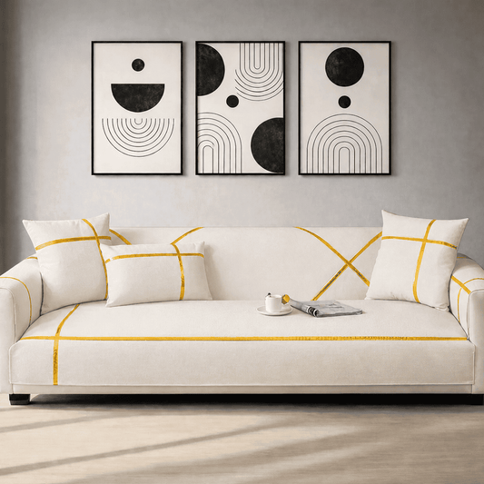 Premium Velvet Sofa Cover - Anti Slip - Off White