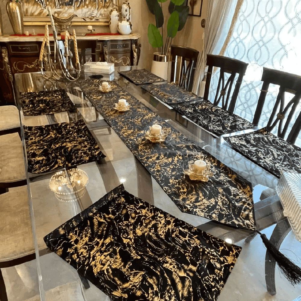 RunWay Table Runner - Black Marble