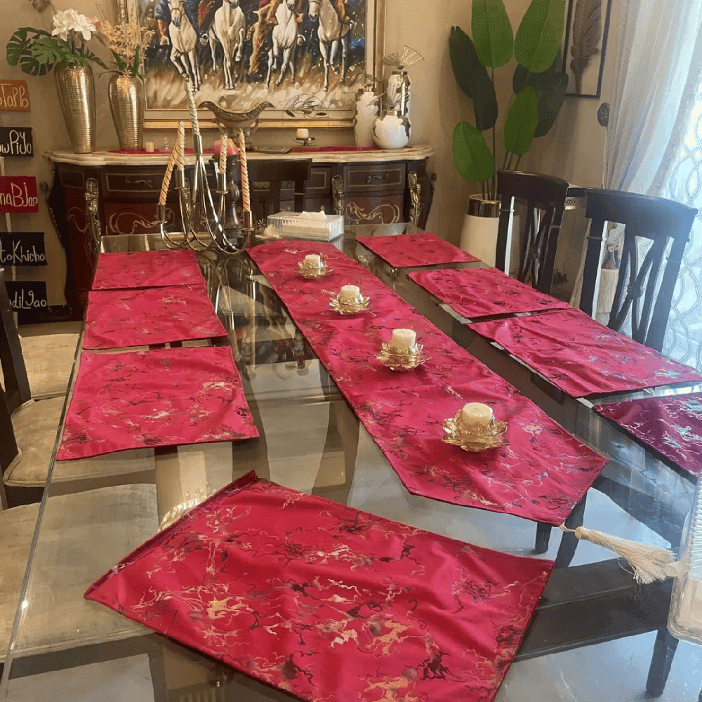 RunWay Table Runner - Red Marble