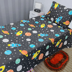 Space Galaxy Kids Bed Sheet