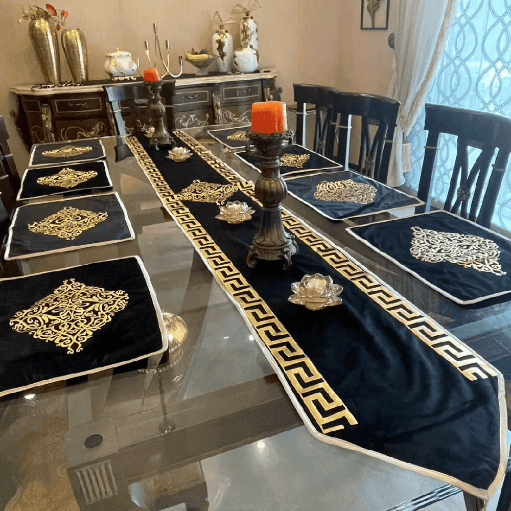 Tapestries Velvet Table Runner - Black