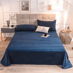 Velvet Flat Bed Sheet -  Dark Blue