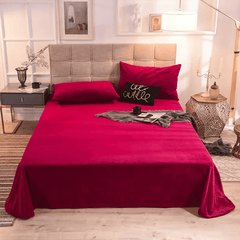 Velvet Flat Bed Sheet -  Red
