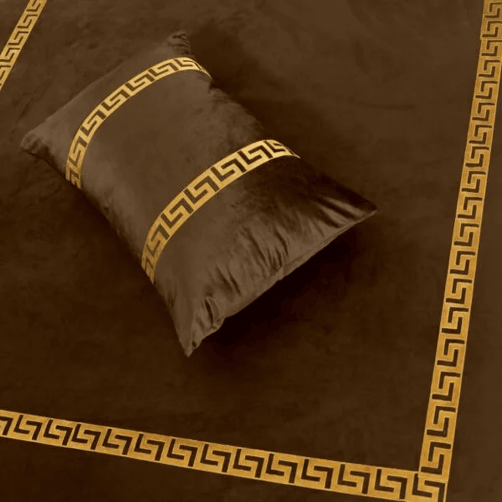 Versace Velvet Bridal Bedding Set - Light Brown
