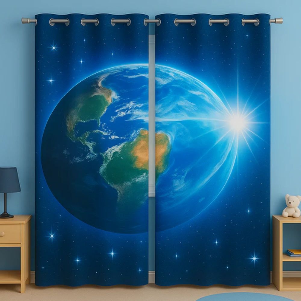World Glob Kids Room Curtains 