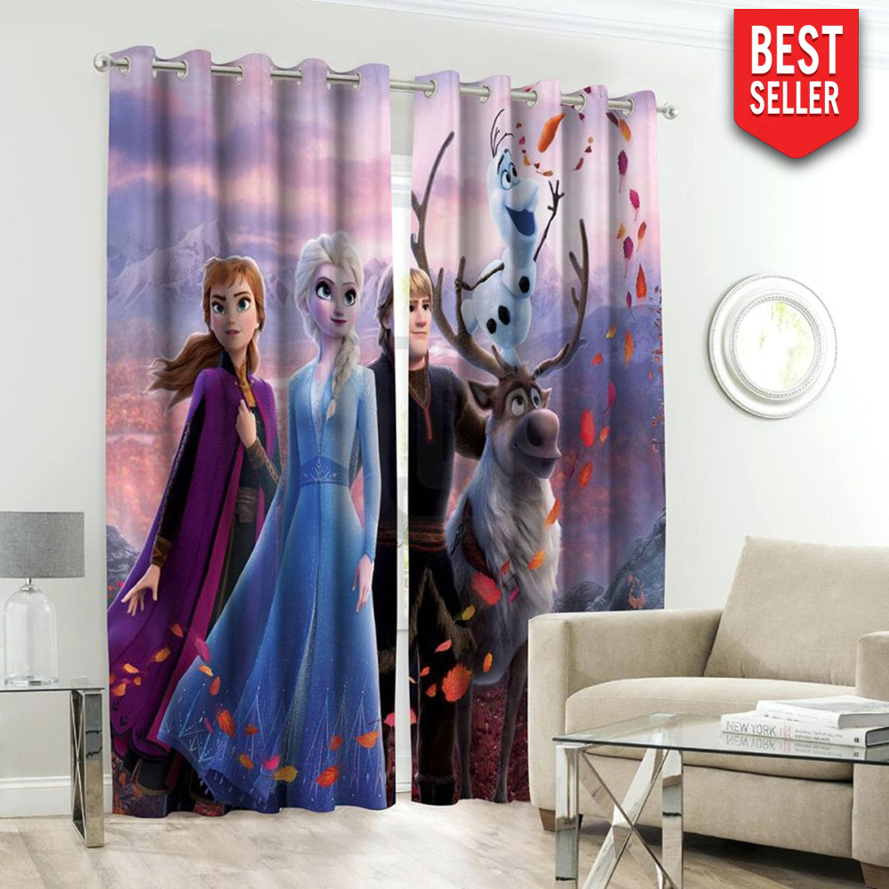 anna elsa theme kids curtains
