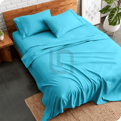plain bed sheet - aqua