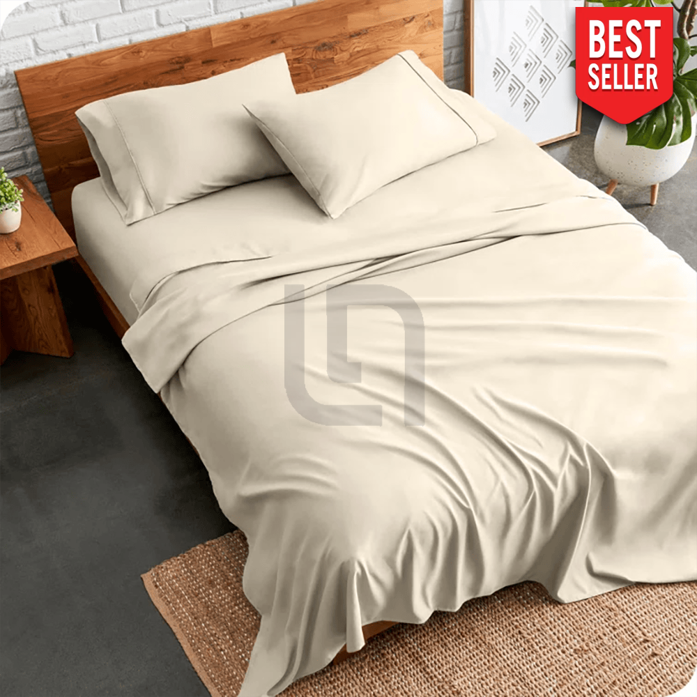 cotton plain bed sheet - beige