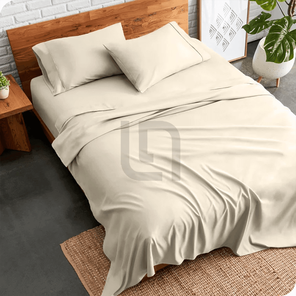 cotton plain bed sheet - beige