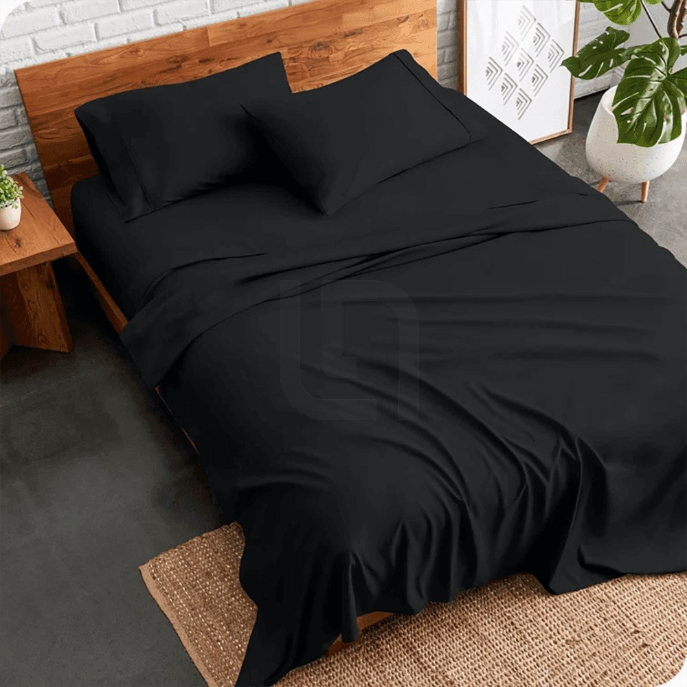 plain bed sheet - black
