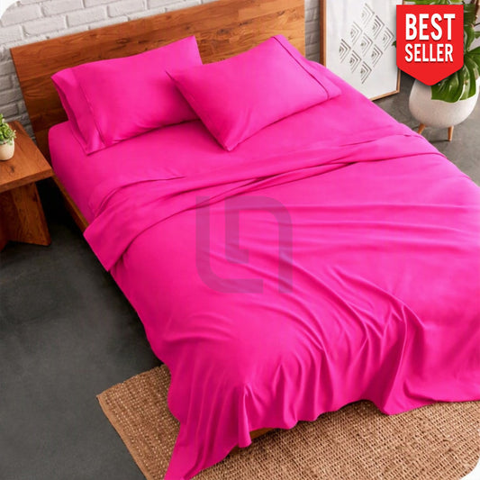 plain bed sheet - bright pink