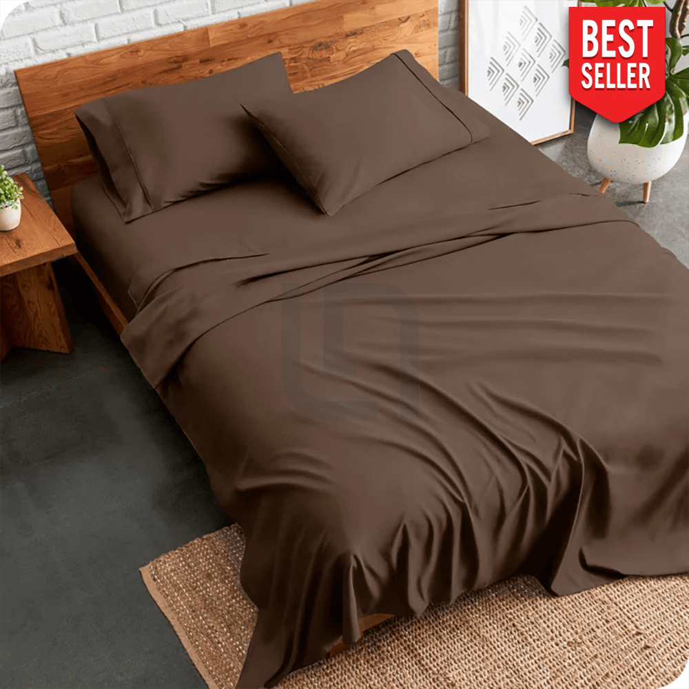plain bed sheet - brown