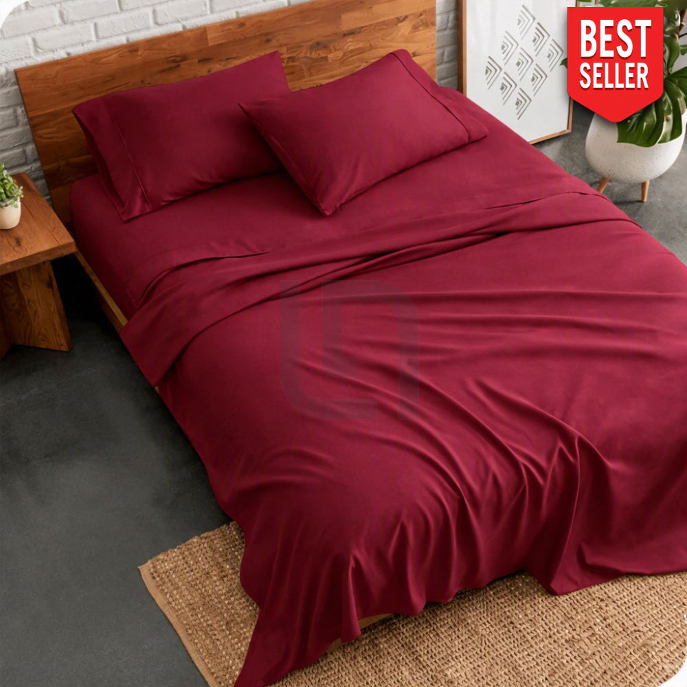 plain bed sheet - burgundy