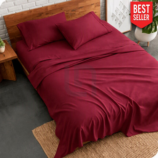 plain bed sheet - burgundy