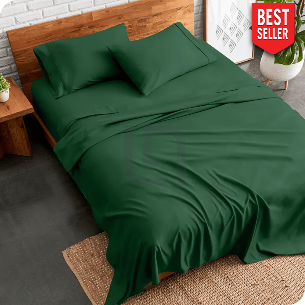 plain bed sheet - green