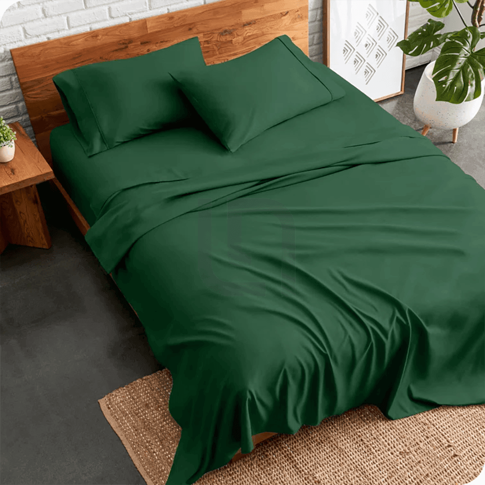 plain bed sheet - green