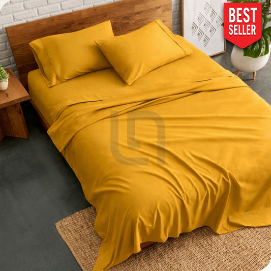 plain bed sheet - mustard