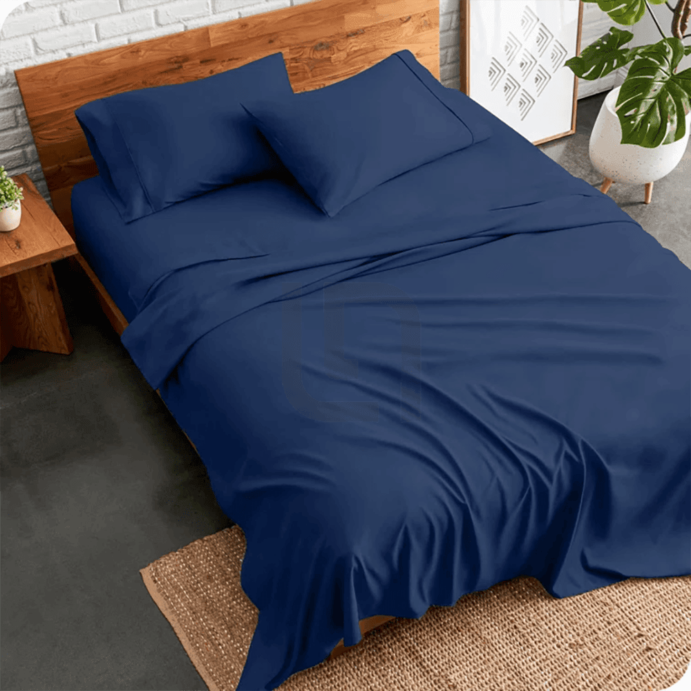 plain bed sheet - navy blue