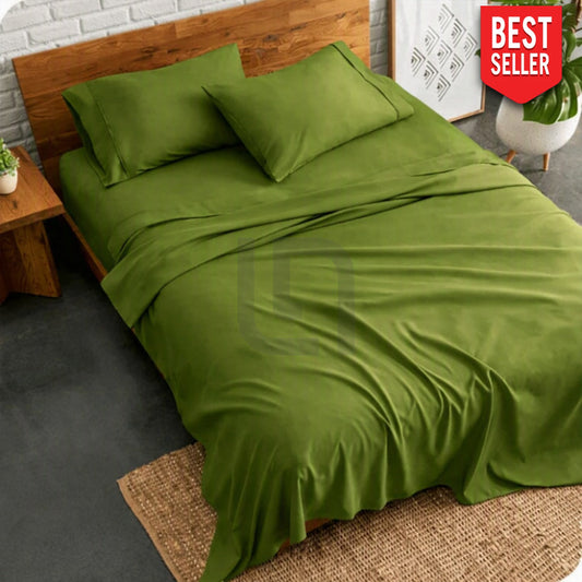 plain bed sheet - olive green
