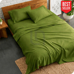 plain bed sheet - olive green
