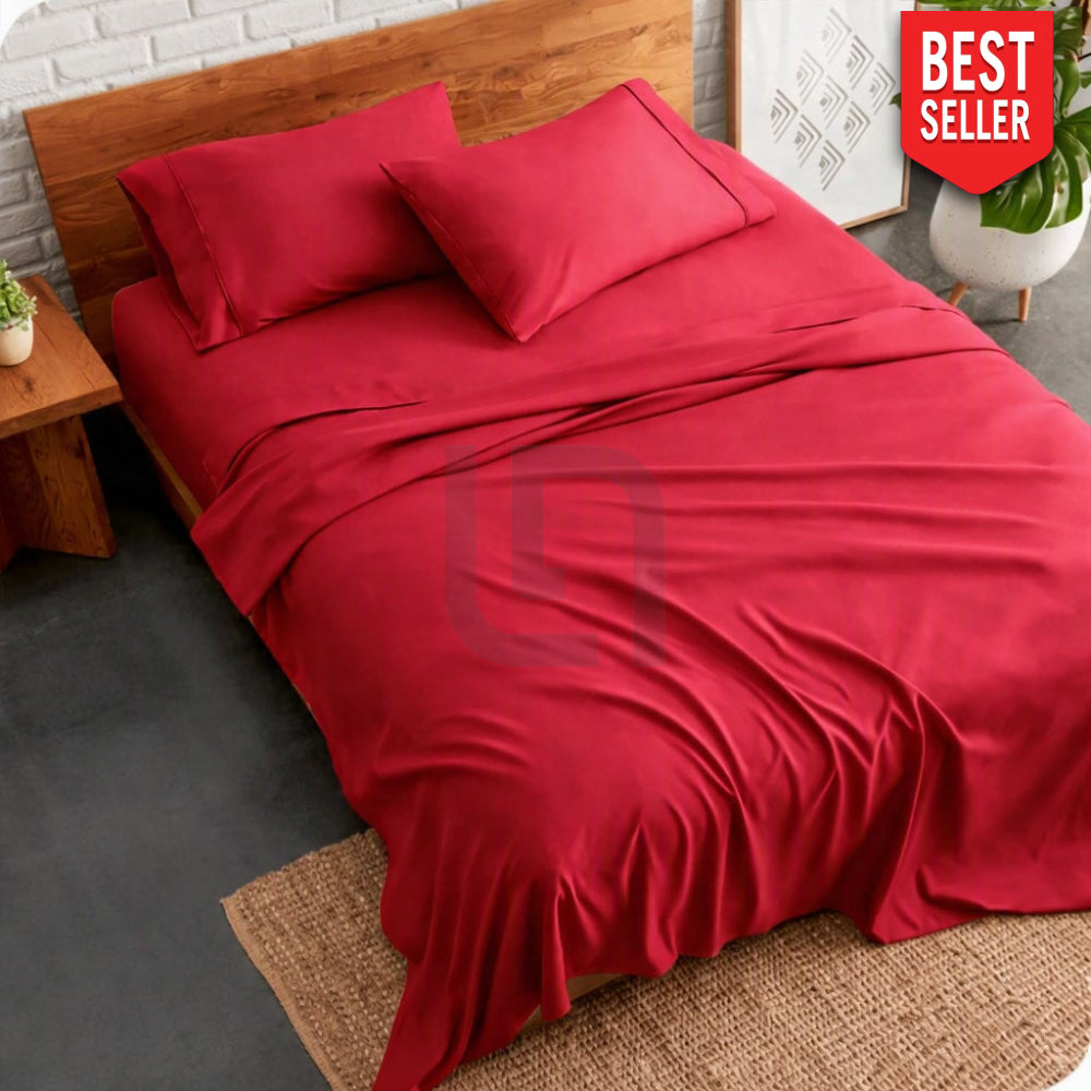 plain bed sheet -rose red