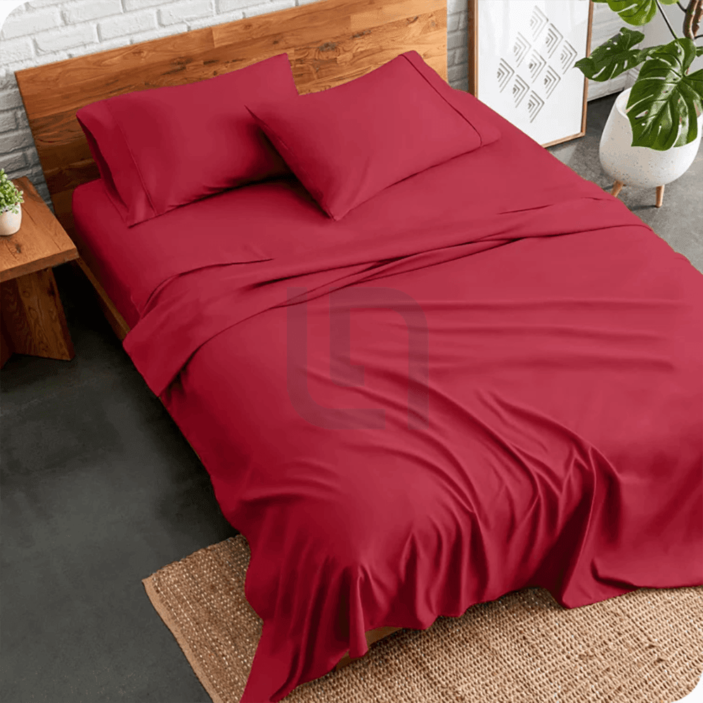 plain bed sheet - red