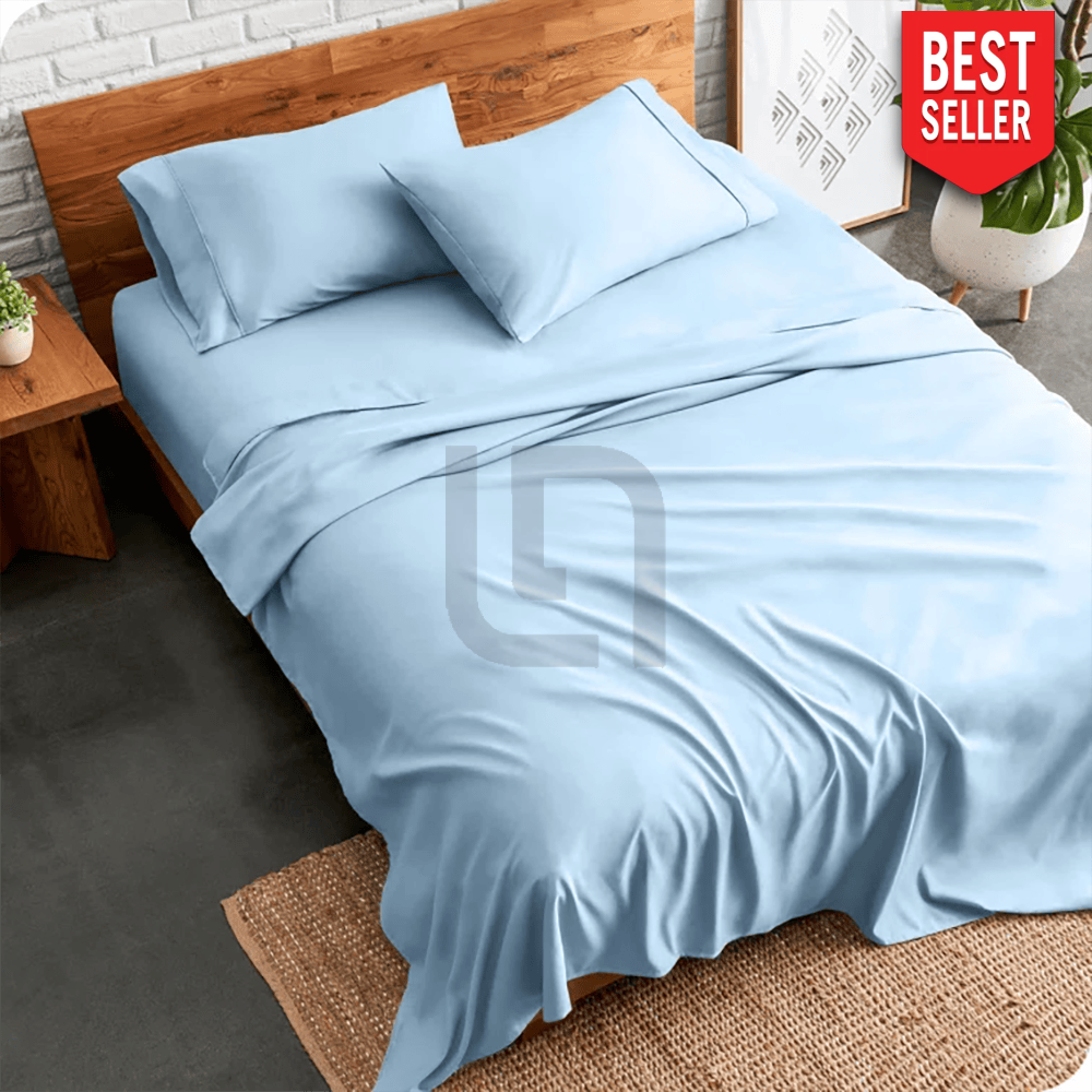 plain bed sheet - sky blue