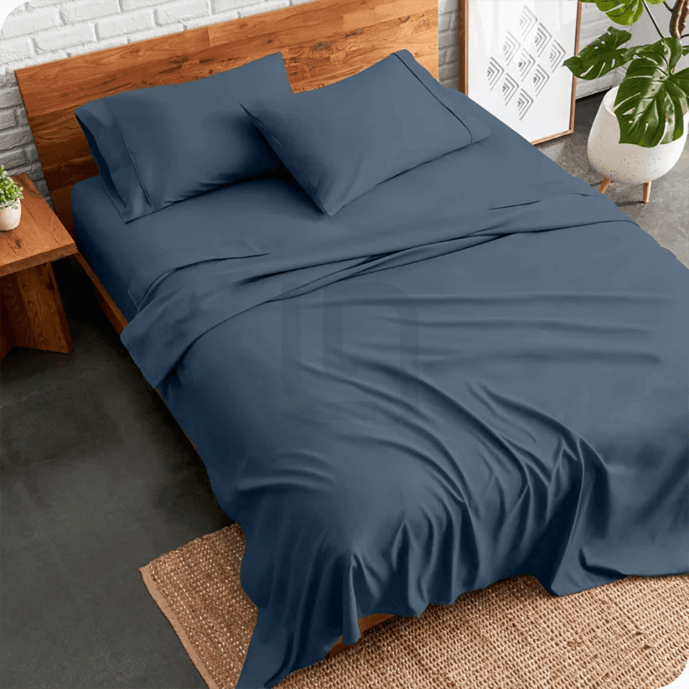 plain bed sheet - smoke blue