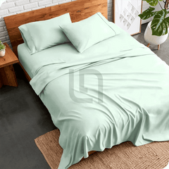 plain bed sheet - spring mint