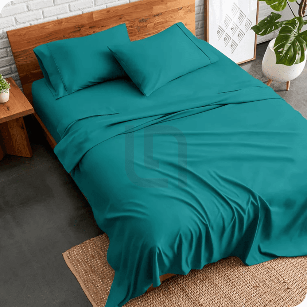 plain bed sheet - teal