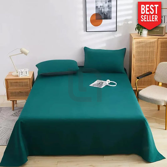 Cotton Sateen Plain Bed Sheet - Emerald Green