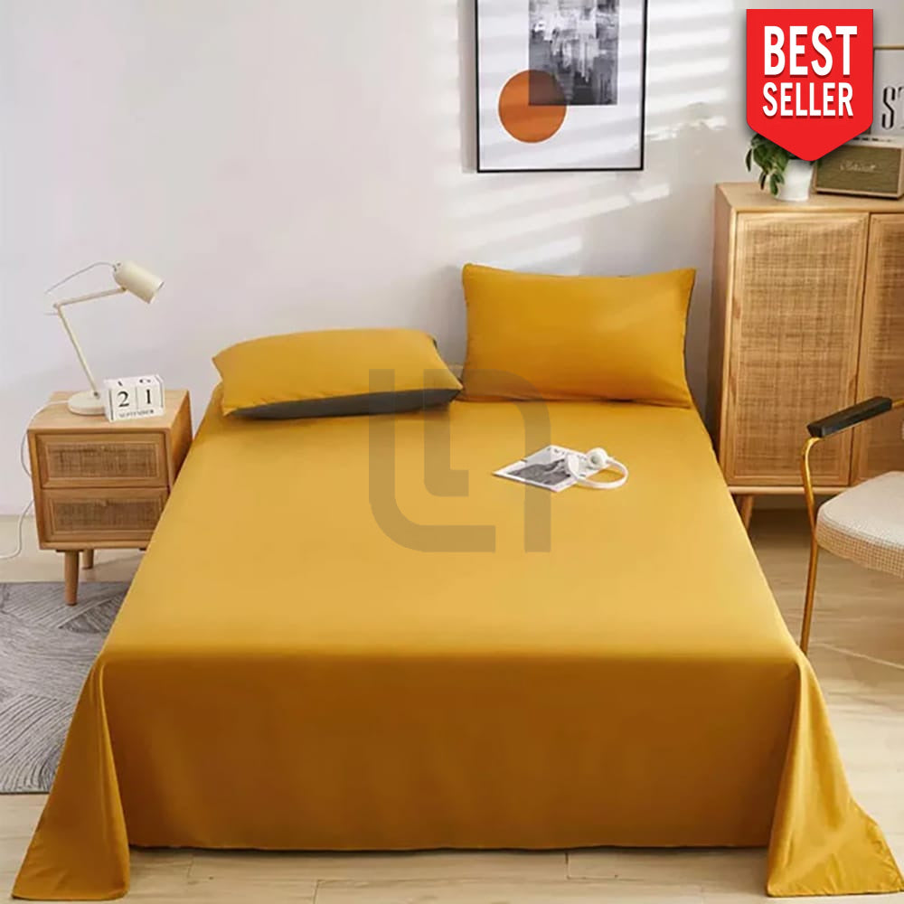 Cotton Sateen Plain Bed Sheet - Mustard