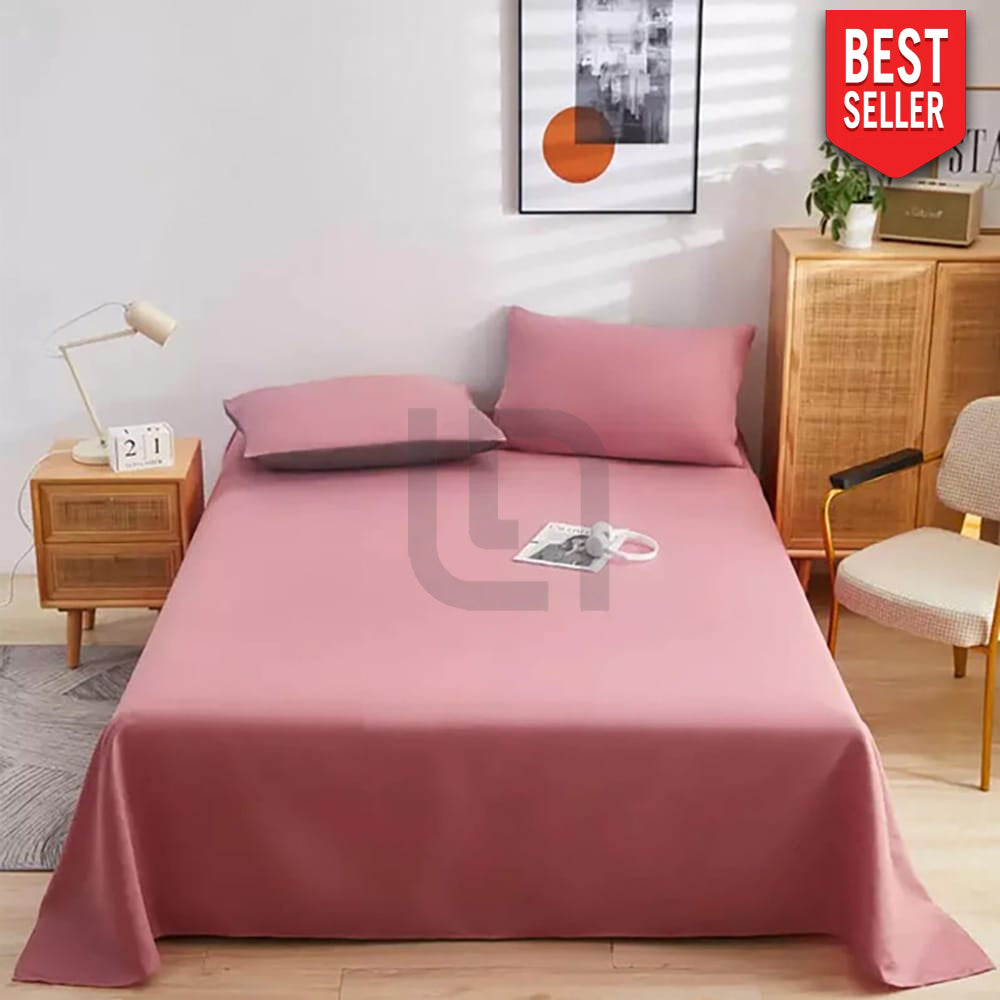 Cotton Sateen Plain Bed Sheet - Pink