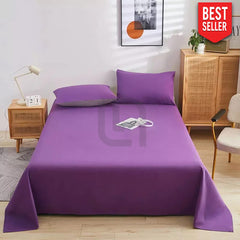 Cotton Sateen Plain Bed Sheet - Violet