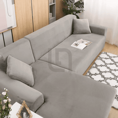 L-Shape Jersey Sofa Cover Light Grey 3