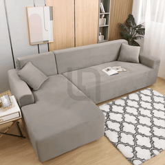 L-Shape Jersey Sofa Cover Light Grey