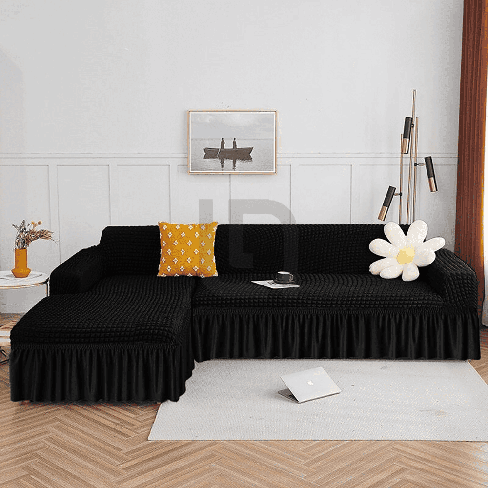 L-Shape Turkish Bubble Sofa cover - Black
