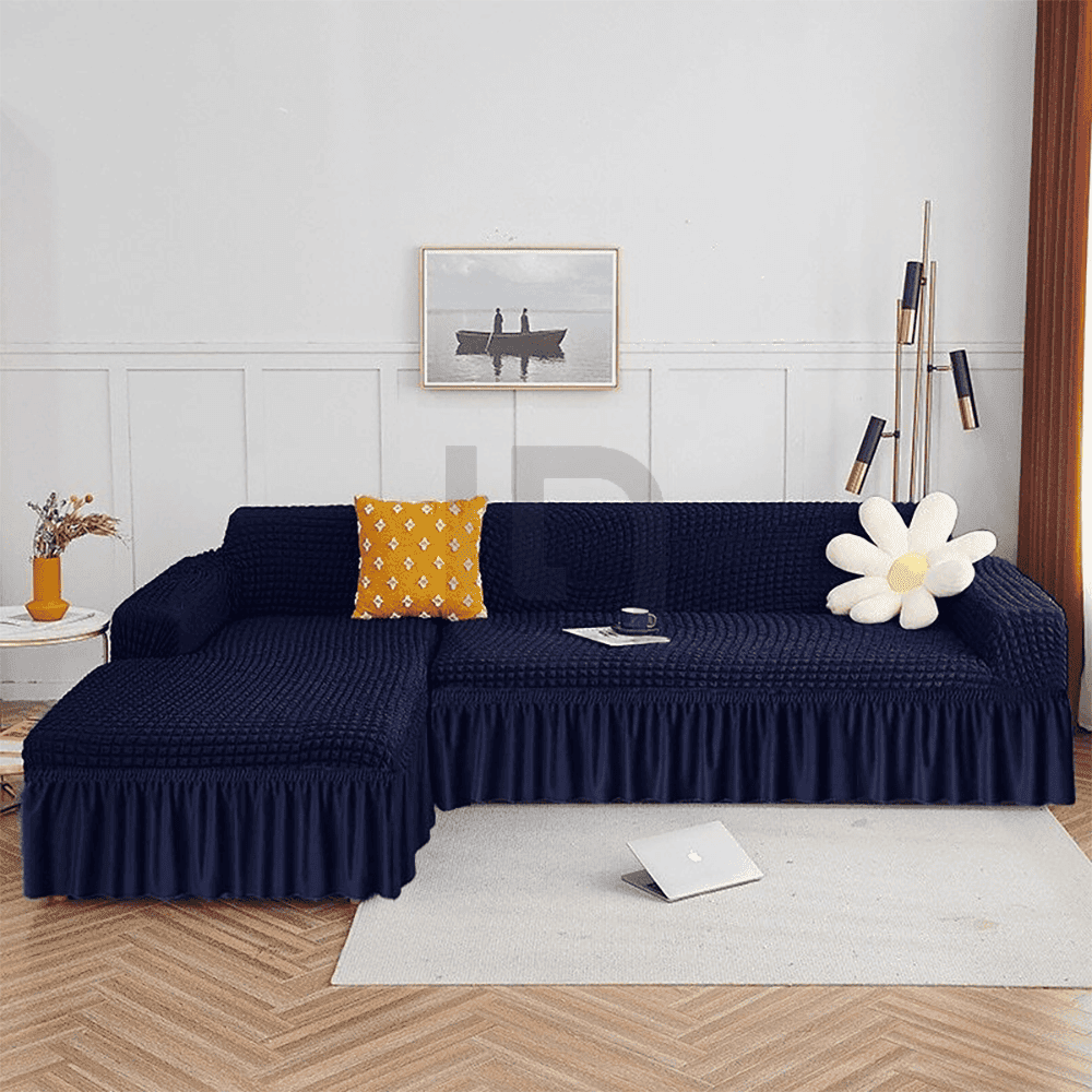 L-Shape Turkish Bubble Sofa cover - Dark Blue
