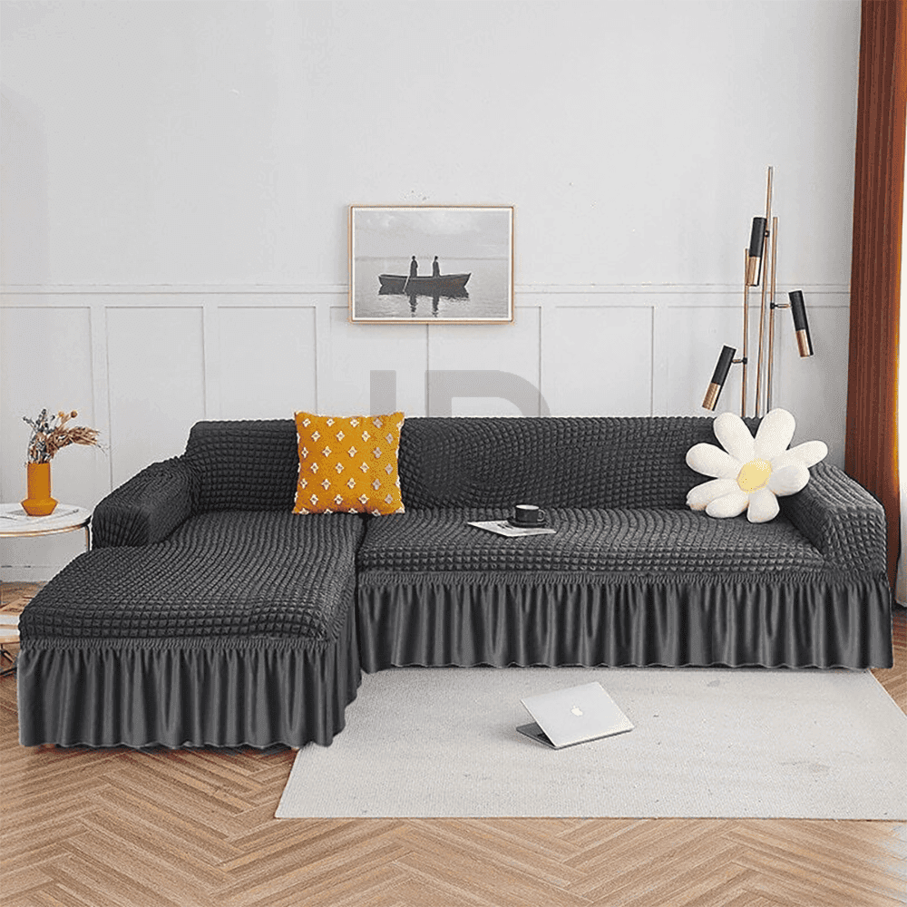 L-Shape Turkish Bubble Sofa cover - Grey