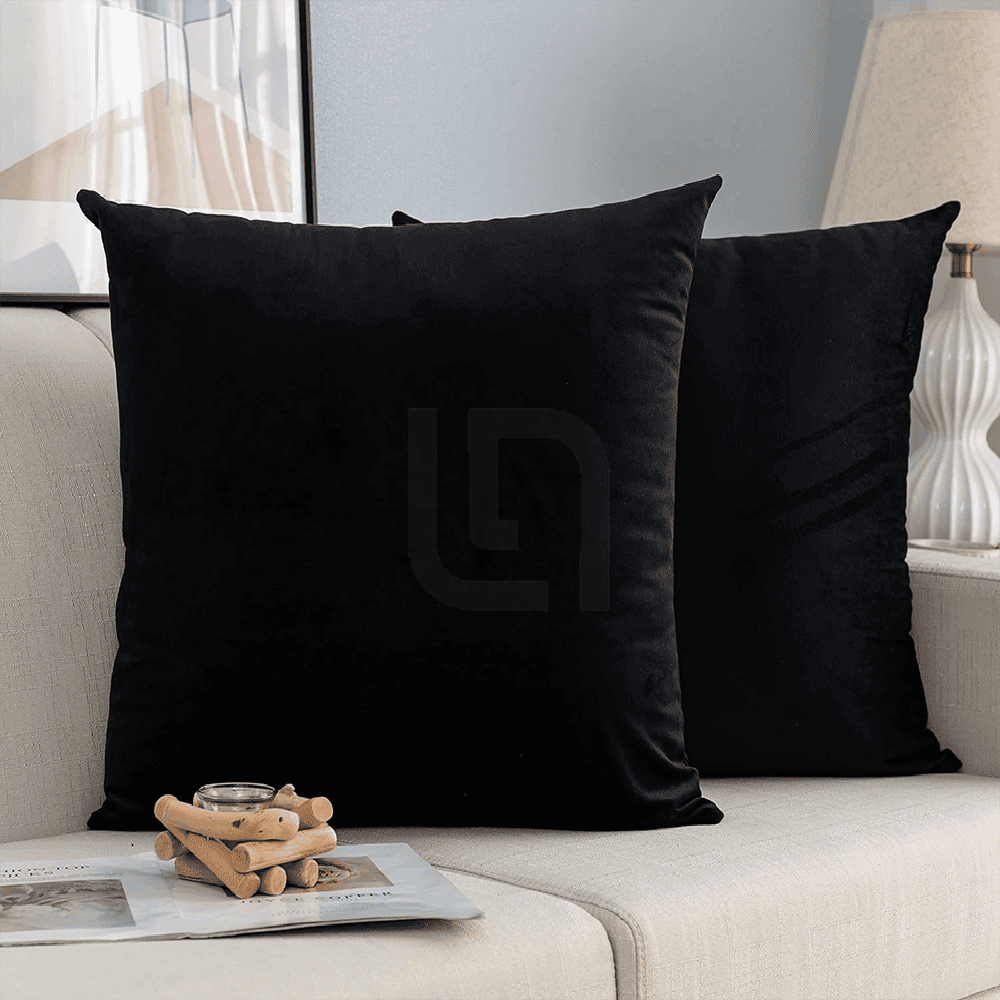 Velvet Cushion Covers for Sofa - Black