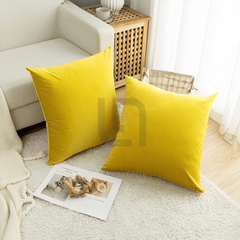 Velvet Cushion Covers for Sofa - Yellow Color