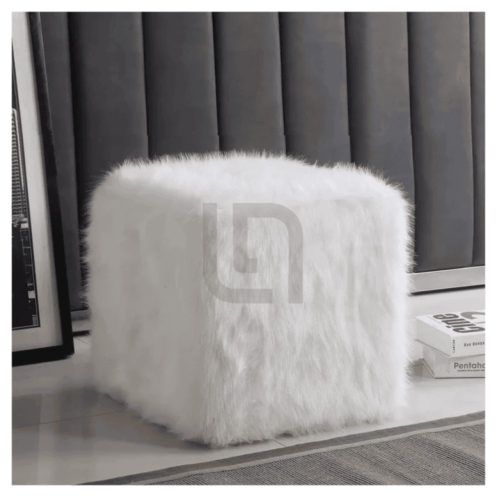 Piazza Faux Fur Ottoman Bean Bag Stool - White Bags