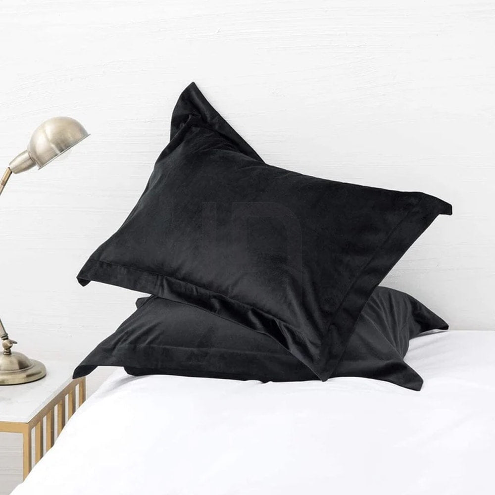 Premium Hotel Style Velvet Pillow Covers - Black