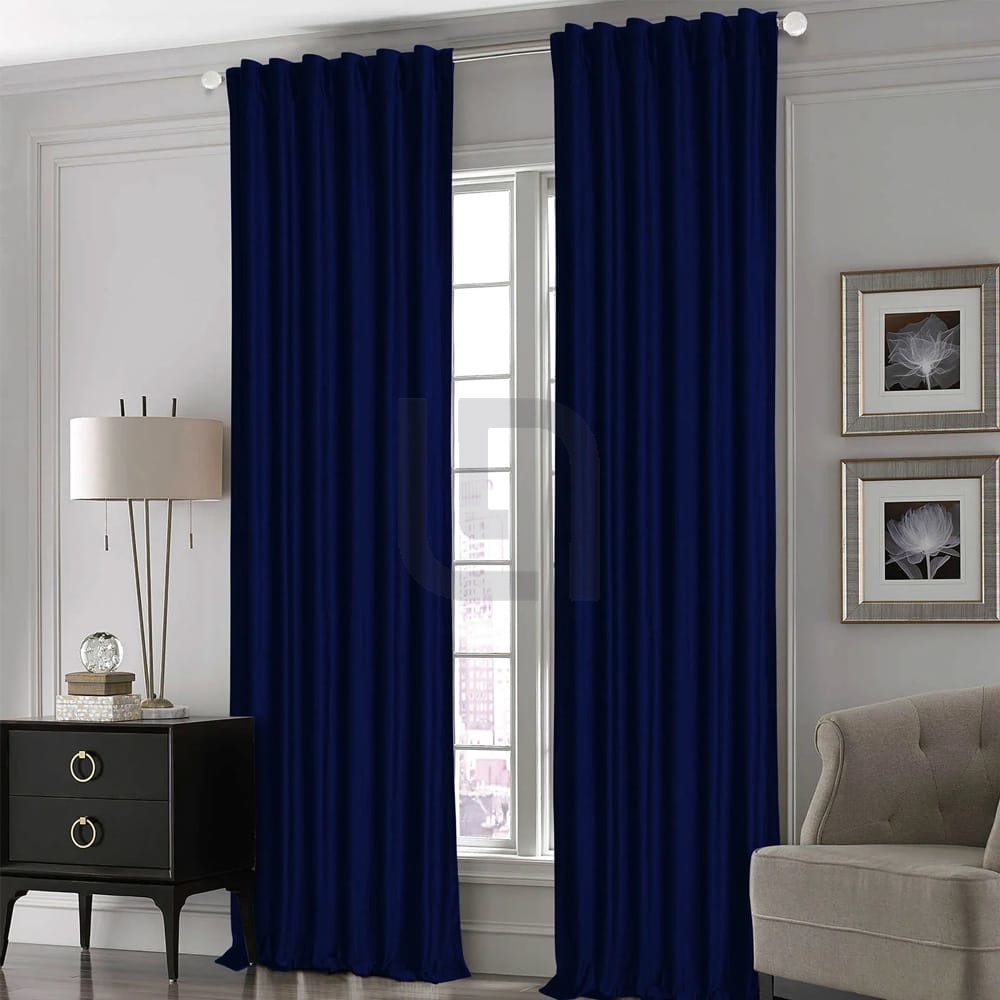 Dark Blue Silk Curtains