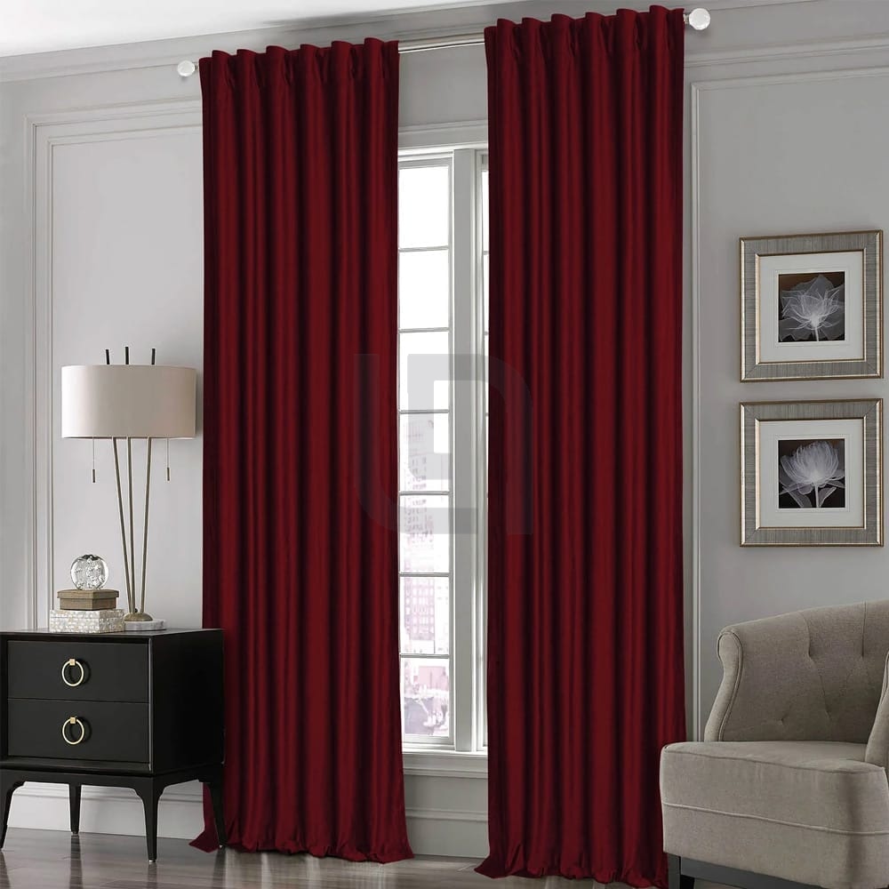 Maroon Silk Curtains