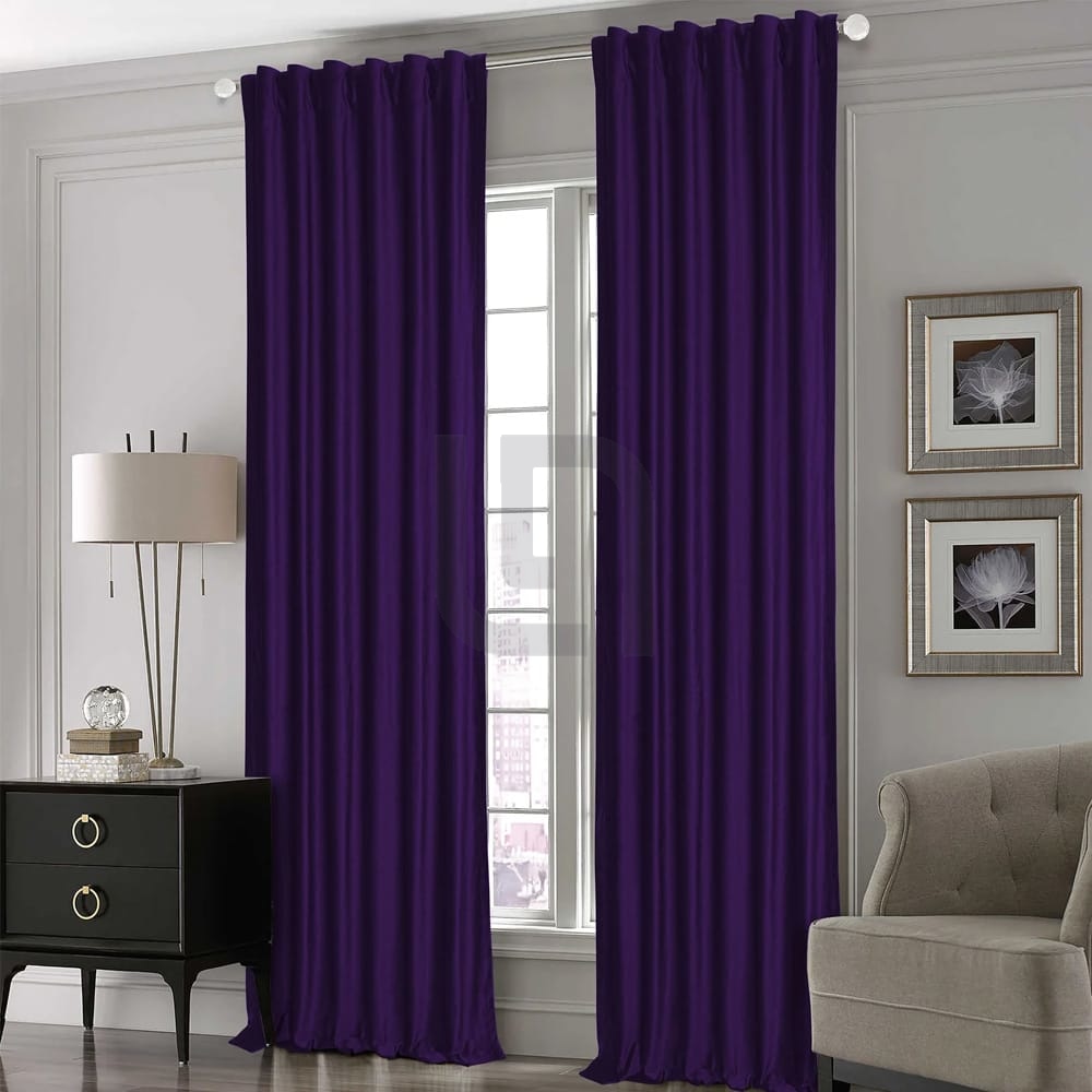Premium Silk Curtains For Office & Home - Purple
