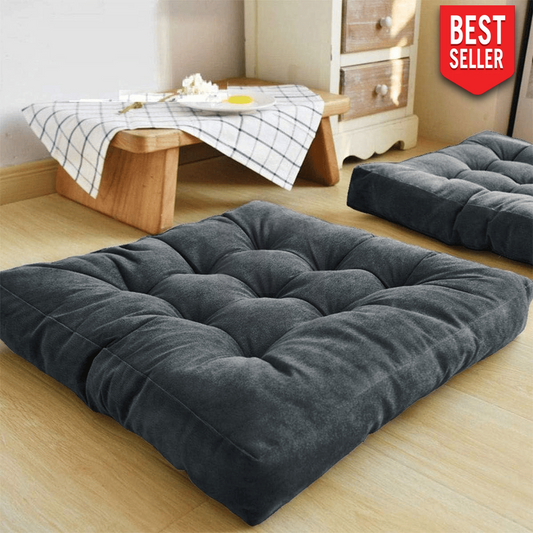 Square-Shape-Velvet-Floor-Cushions-Dark Grey