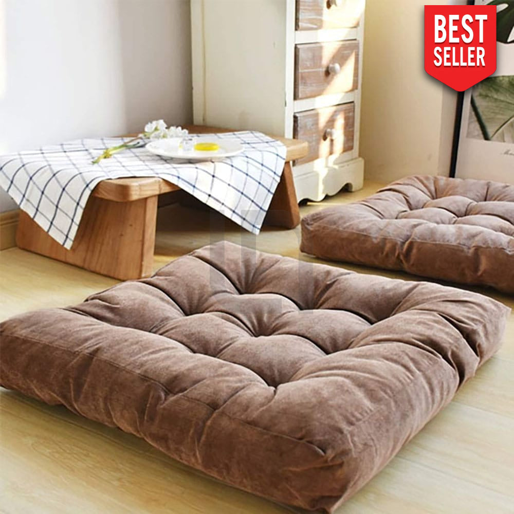 Square Shape Velvet Floor Cushions – Brown