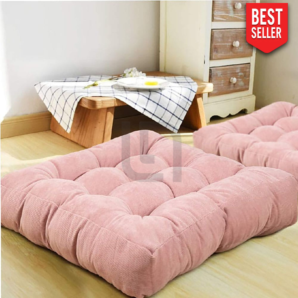 Square Shape Velvet Floor Cushions – Coral