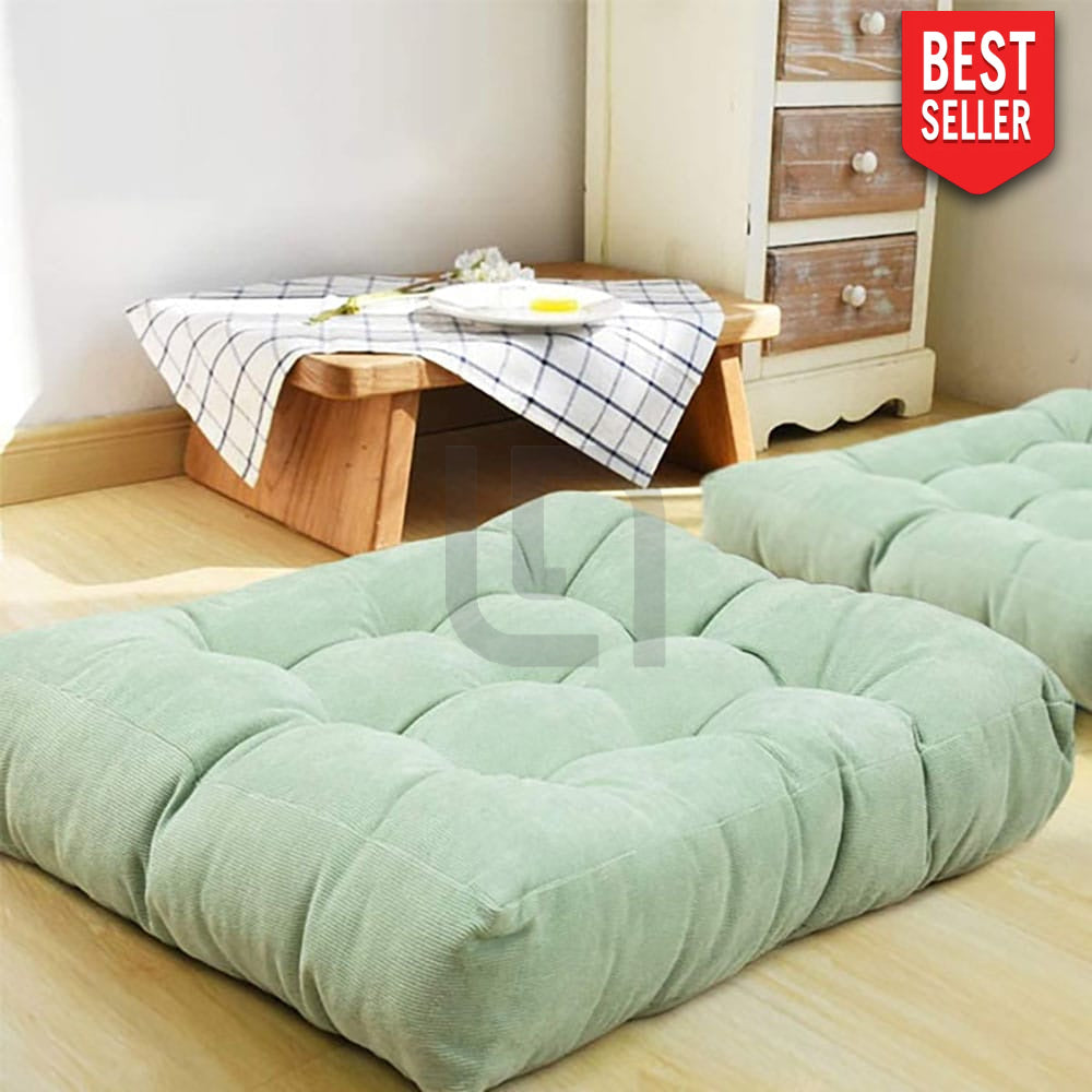 Square Shape Velvet Floor Cushions – Grass Green